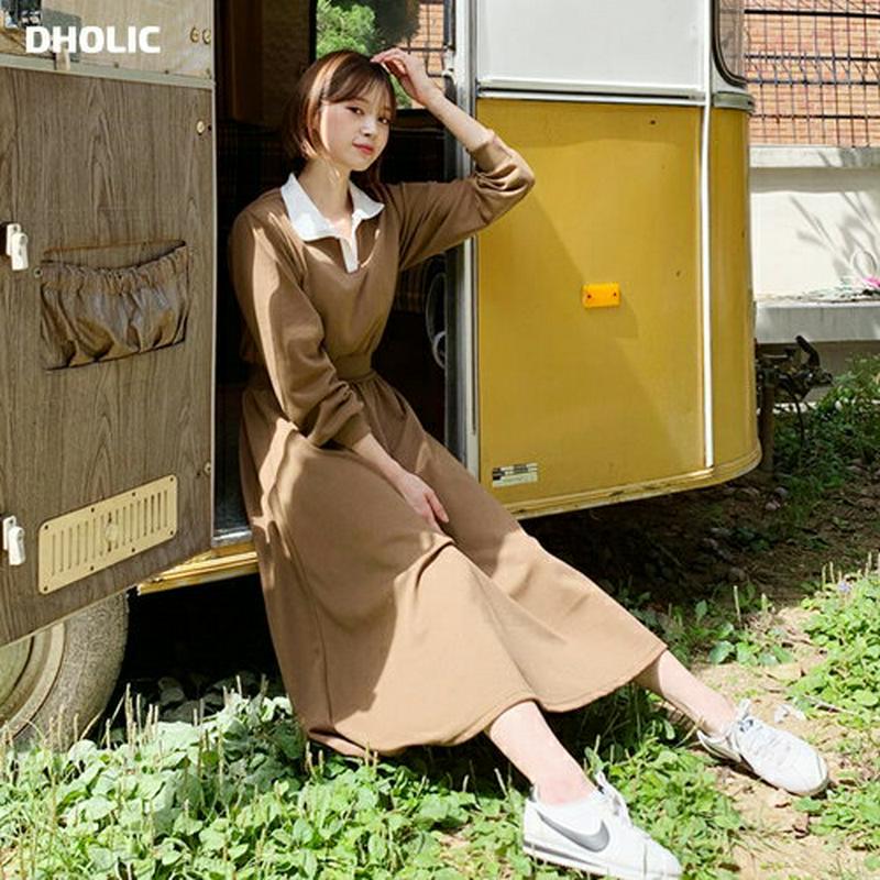 配色カラーワンピース・全3色・b61184 レディース【ops】【韓国 ファッション ワンピース ロングワンピース ロングスリー