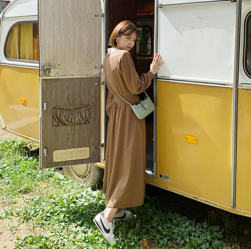 配色カラーワンピース・全3色・b61184 レディース【ops】【韓国 ファッション ワンピース ロングワンピース ロングスリー