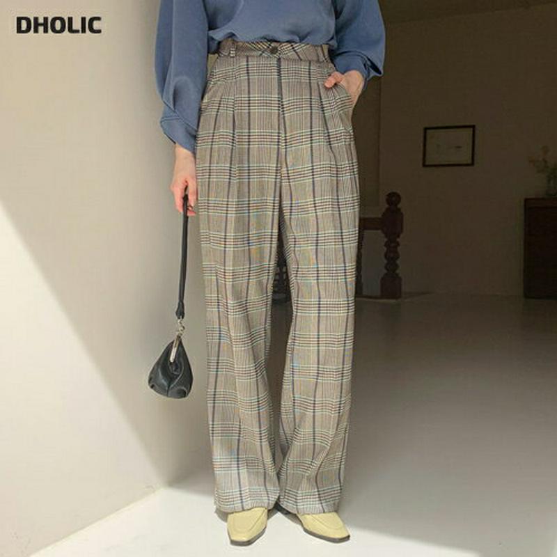 ツータックチェックパンツ・全1色・t61170 レディース【pt】【韓国 ファッション ボトムス ズボン パンツ ロングパンツ 