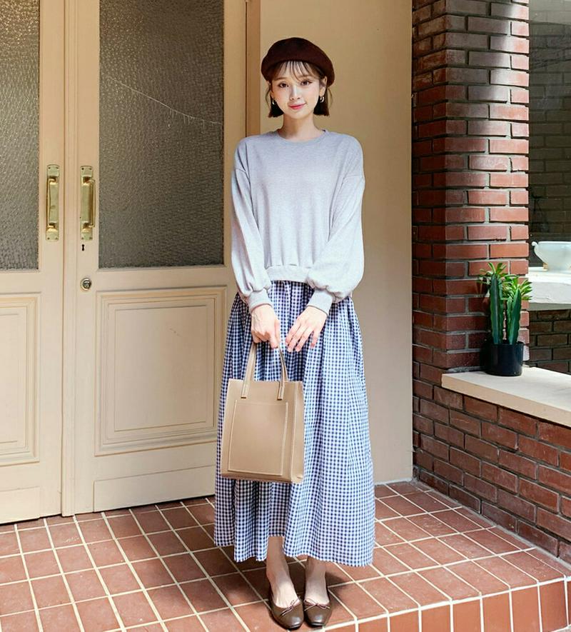 チェックコンビワンピース・全2色・b61183 レディース【ops】【韓国 ファッション ワンピース ロングワンピース コンビワ