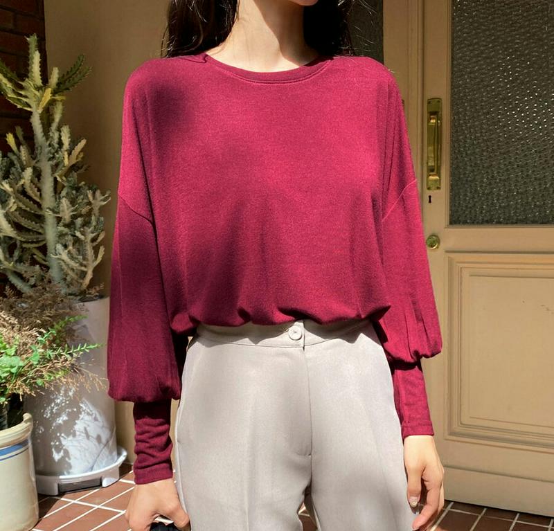 パフスリーブTシャツ・全4色・t61158 レディース【tops】【韓国 ファッション トップス Tシャツ パフスリーブ 長袖 