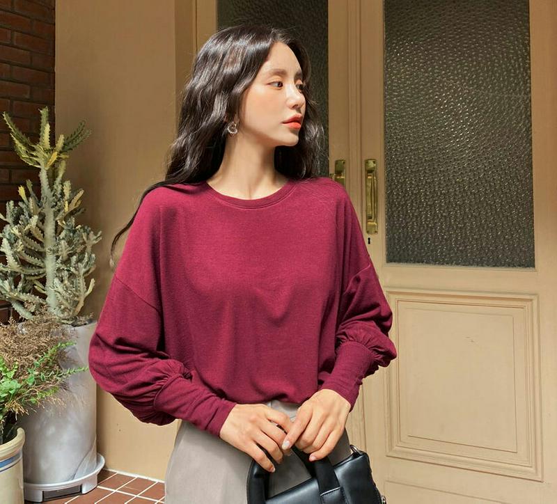 パフスリーブTシャツ・全4色・t61158 レディース【tops】【韓国 ファッション トップス Tシャツ パフスリーブ 長袖 