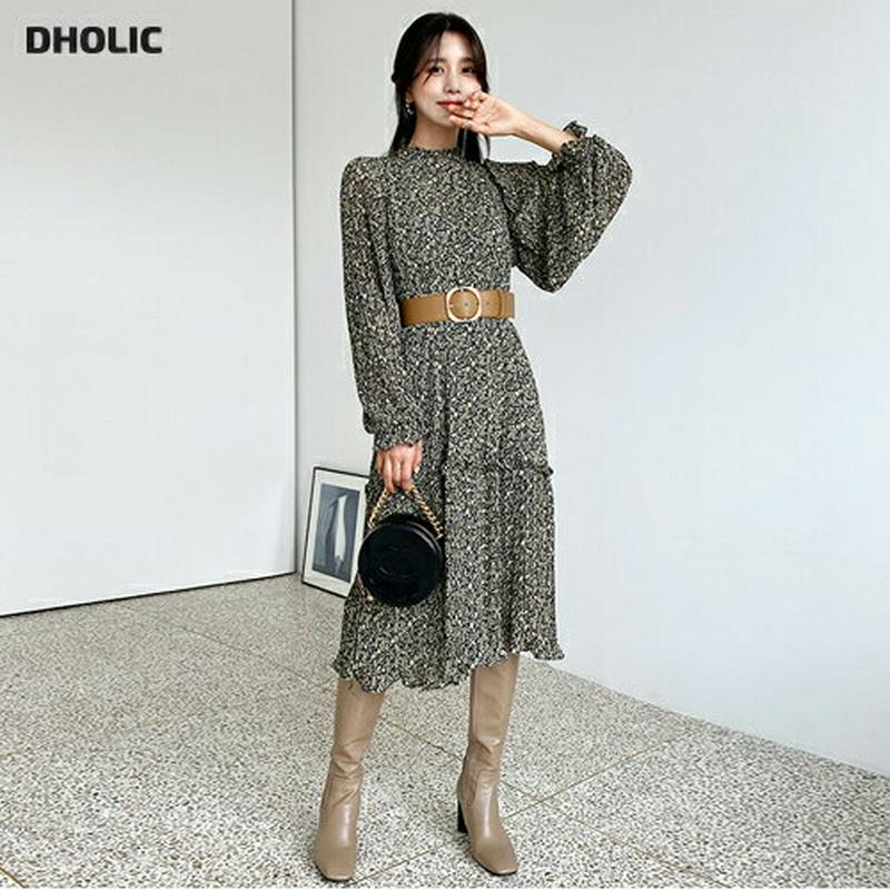 ストラップ付フリルプリーツワンピース・全2色・b56918 レディース【ops】【韓国 ファッション ワンピース ロングワンピー