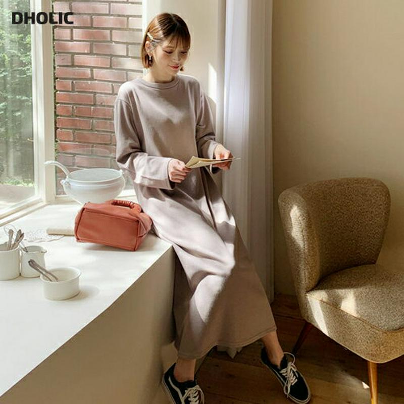 ラウンドネックワンピース・全5色・b61182 レディース【ops】【韓国 ファッション ワンピース ロングワンピース 長袖 ロ