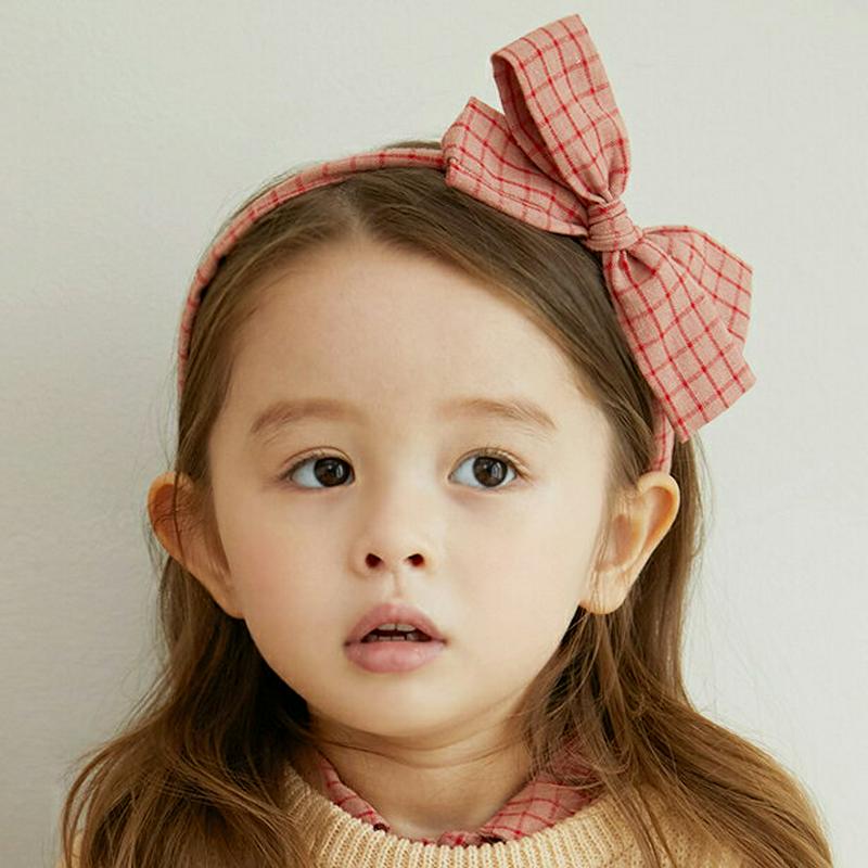 チェックリボンカチューシャ・p006518 キッズ【3~8才】【acc】【ヘアアクセサリー カチューシャツ リボン りぼん チェック柄 ガーリー 可愛い かわいい 女の子 韓国 韓国子供服 子供 こども 子供服 こども服】【KIDS】【KK】