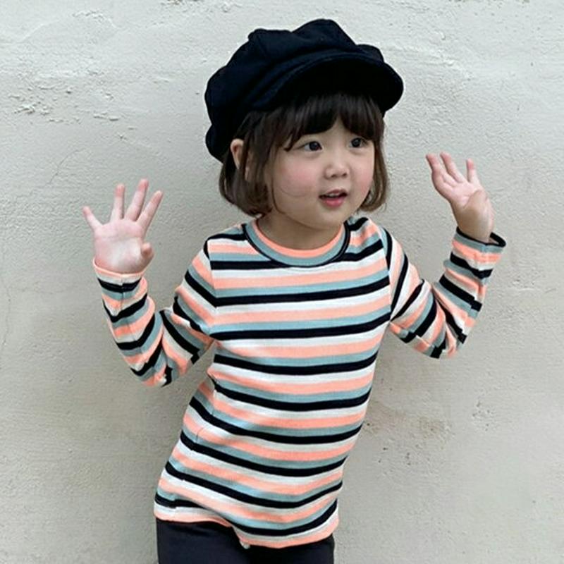 【新作10%OFF】カラフルボーダーリブTシャツ・u05987 キッズ【3~8才】【tops】【トップス Tシャツ 長袖 ロンT