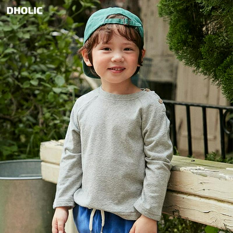 【新作10%OFF】ショルダーボタンTシャツ・u06473 キッズ【3~8才】【tops】【トップス Tシャツ 長袖 ロンT 単