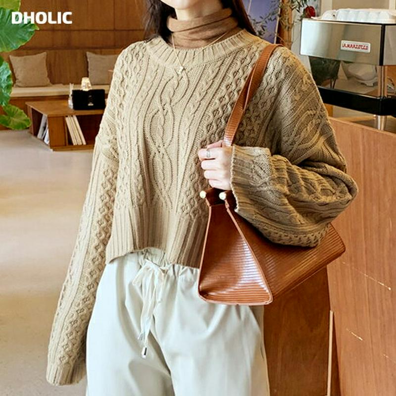 【新作10%OFF】クロップドケーブルニット・全4色・t55986 レディース【tops】【韓国 ファッション トップス ニット