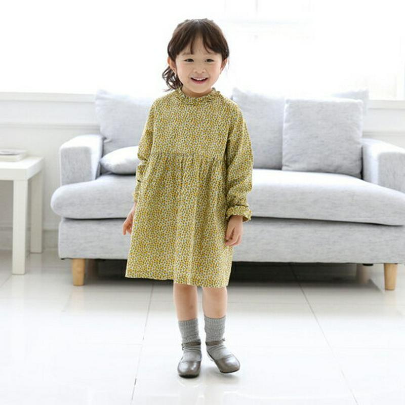 フリルフラワーワンピース・p006243 キッズ【3~8才】【ops】【ワンピース ミディ丈 ミディワンピース 長袖 フリル 花柄 フラワー 可愛い かわいい 女の子 春 秋 韓国 韓国子供服 子供 こども 子供服 こども服】【KIDS】