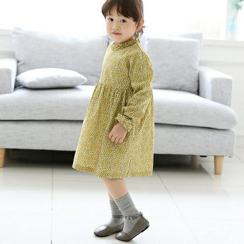 フリルフラワーワンピース・p006243 キッズ【3~8才】【ops】【ワンピース ミディ丈 ミディワンピース 長袖 フリル 花柄 フラワー 可愛い かわいい 女の子 春 秋 韓国 韓国子供服 子供 こども 子供服 こども服】【KIDS】