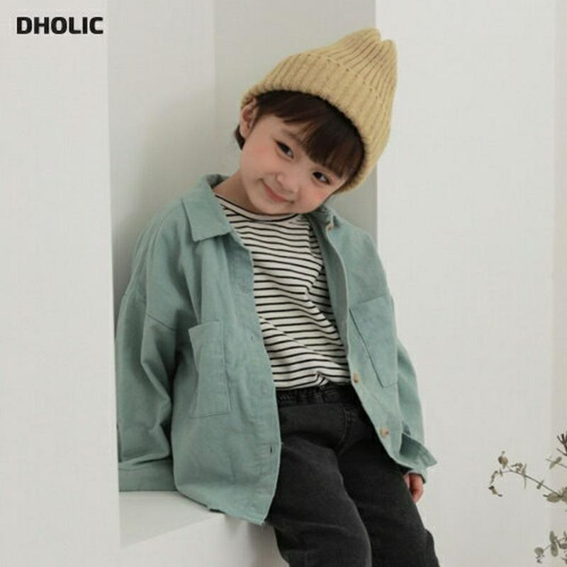 【新作10%OFF】コーデュロイシャツ・u05935 キッズ【3~8才】【bl】【トップス シャツ 長袖 コーデュロイ 単色 無