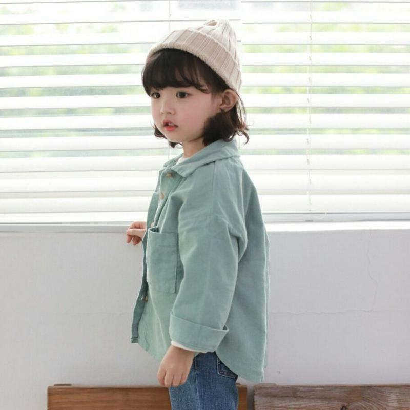 【新作10%OFF】コーデュロイシャツ・u05935 キッズ【3~8才】【bl】【トップス シャツ 長袖 コーデュロイ 単色 無