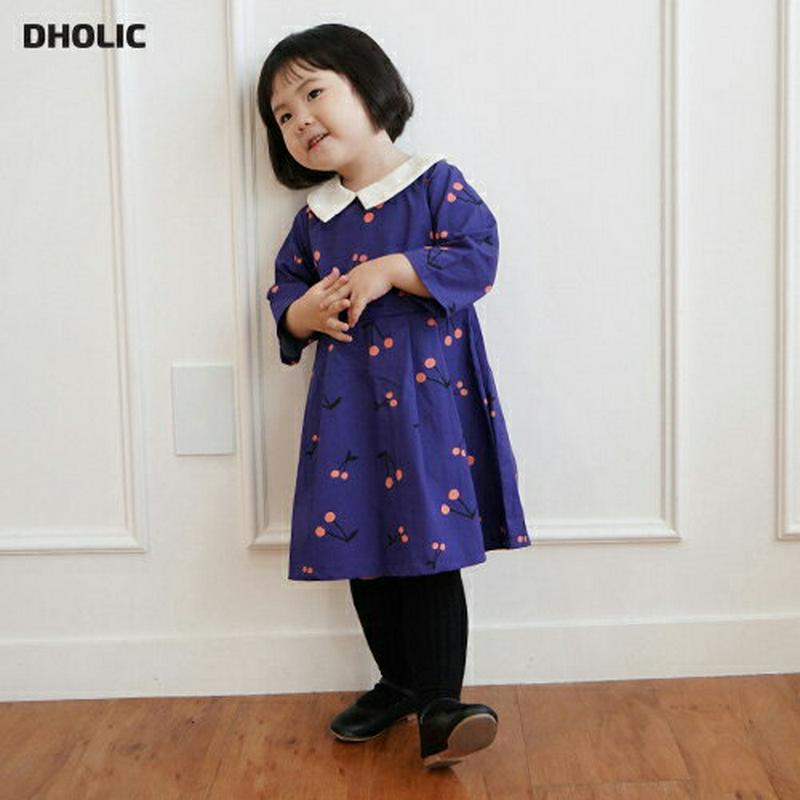 チェリーカラー配色ワンピース・p006245 キッズ【3~8才】【ops】【ワンピース ミディ丈 ミディワンピース 配色 チェリー さくらんぼ サクランボ 可愛い かわいい ガーリー 女の子 春 秋 韓国 韓国子供服 子供 こども 子供服 こども服】【KIDS】