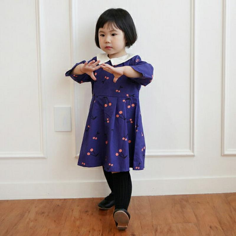 チェリーカラー配色ワンピース・p006245 キッズ【3~8才】【ops】【ワンピース ミディ丈 ミディワンピース 配色 チェリー さくらんぼ サクランボ 可愛い かわいい ガーリー 女の子 春 秋 韓国 韓国子供服 子供 こども 子供服 こども服】【KIDS】