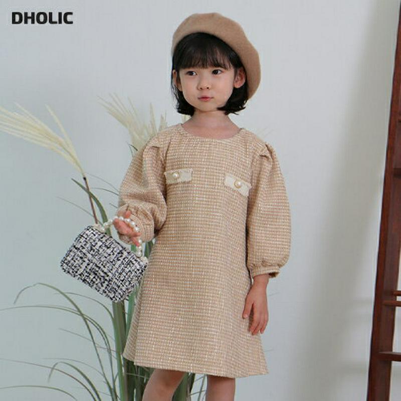 【新作10%OFF】パールツイードワンピース・u05931 キッズ【3~8才】【ops】【ワンピース ミディ丈 ミディワンピース