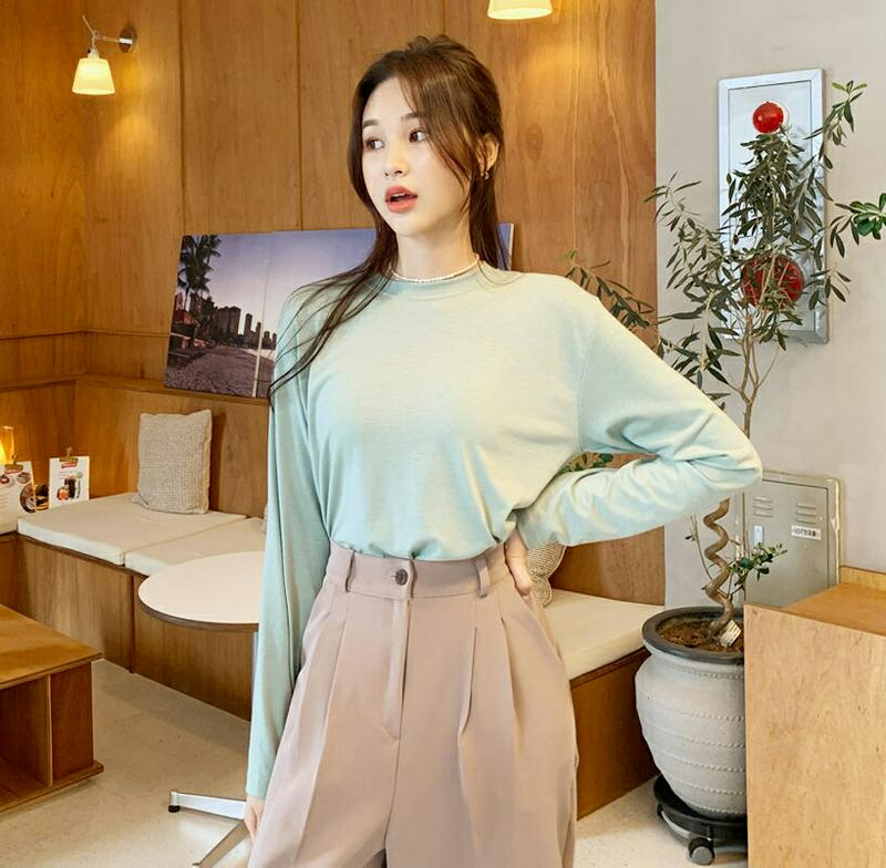【新作10%OFF】ラウンドTシャツ・全6色・t55953 レディース【tops】【韓国 ファッション トップス Tシャツ ロン