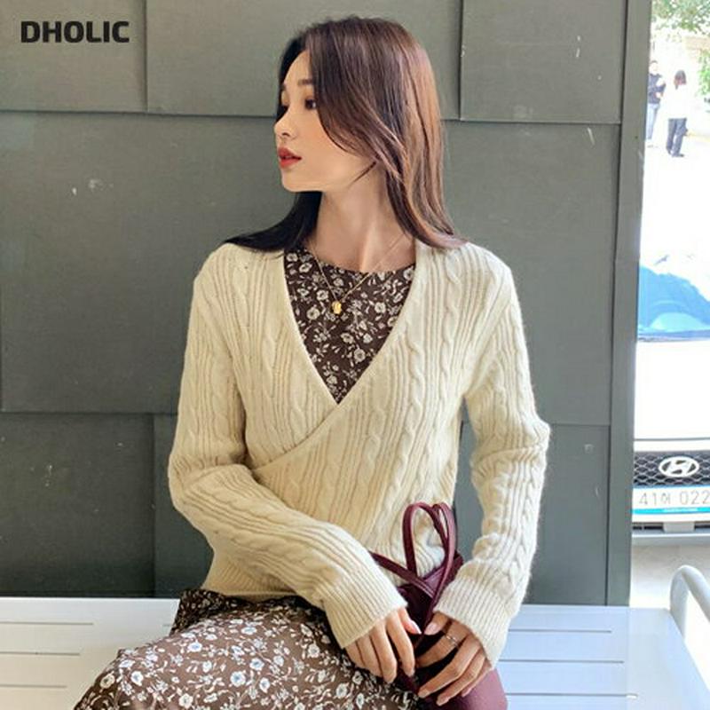 【新作10%OFF】カシュクールケーブルニット・全3色・t55961 レディース【tops】【韓国 ファッション トップス ニッ