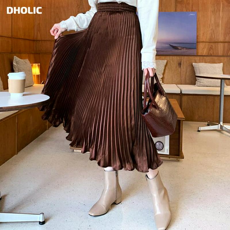 プリーツグロッシースカート・全4色・b55976 レディース【sk】【韓国 ファッション ボトムス スカート ロング丈 ロングスカート プリーツ グロッシー 揺れ感 バックゴム 高級感 光沢 生地 フェミニン 大人 上品 ゆったり 秋】