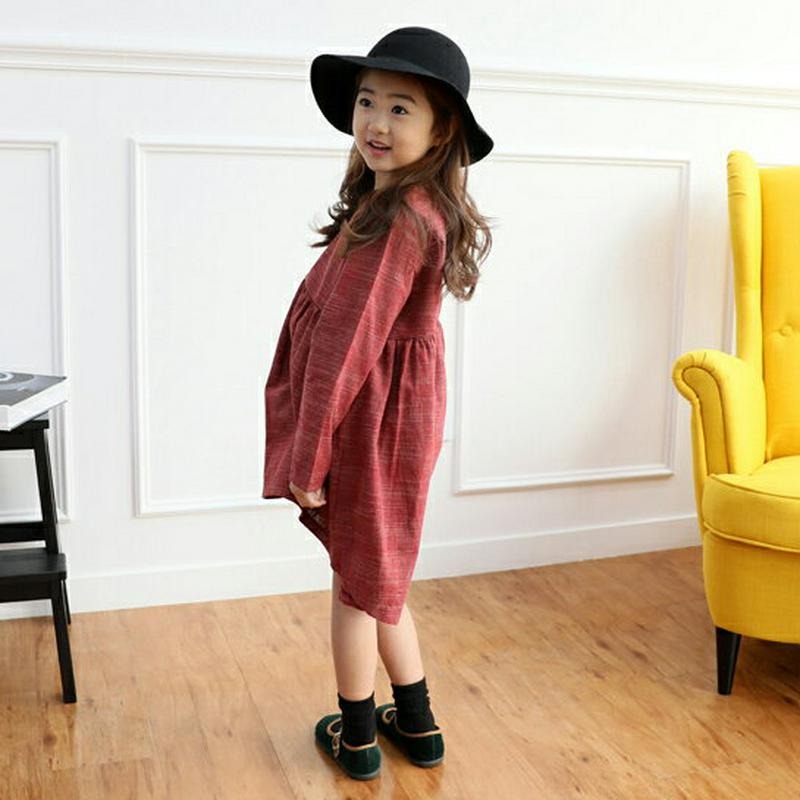 ワインカラーフレアワンピース・p006246 キッズ【3~8才】【ops】【ワンピース ミディ丈 ミディワンピース フレア フレアワンピース ワイン 長袖 シンプル 女の子 春 秋 韓国 韓国子供服 子供 こども 子供服 こども服】【KIDS】