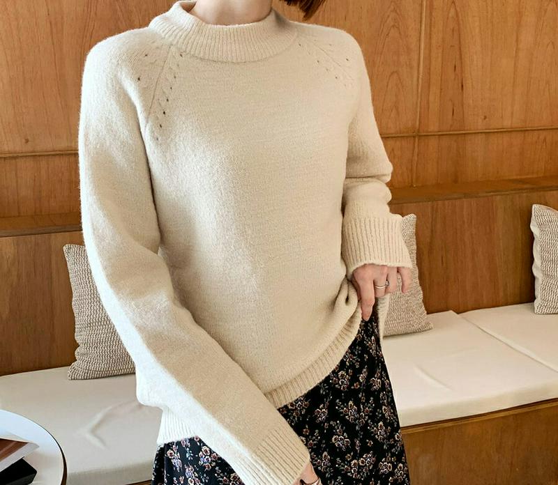【新作10%OFF】ラウンドラグランニット・全5色・t55962 レディース【tops】【韓国 ファッション トップス ニット 