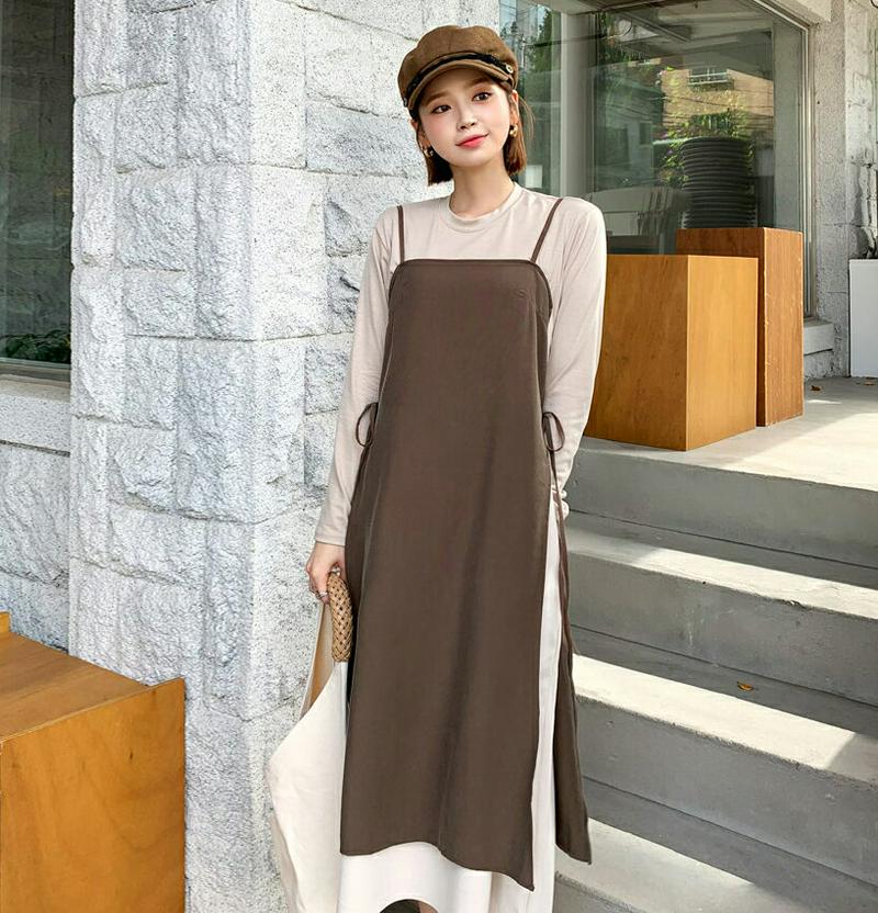 【新作10%OFF】サイド配色ノースリワンピース・全3色・t55990 レディース【ops】【韓国 ファッション ワンピース ロ