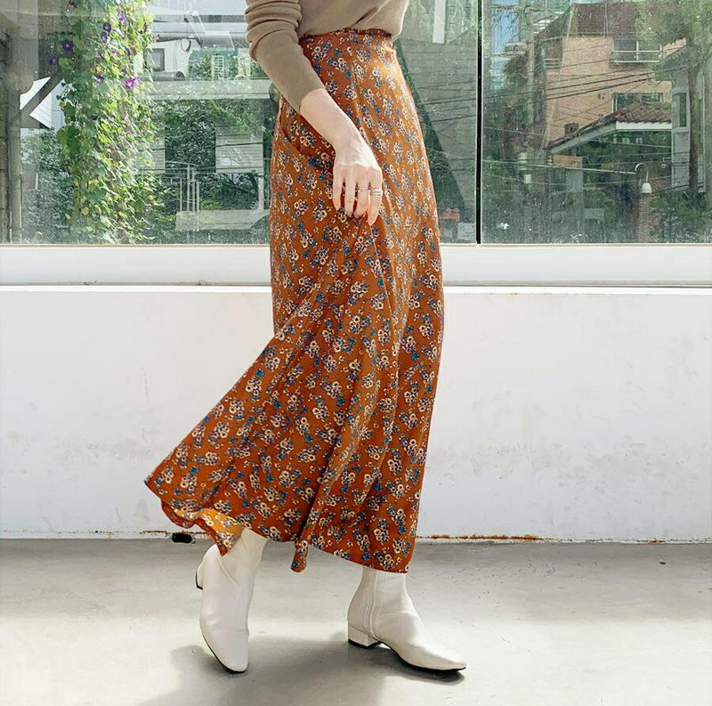 【新作10%OFF】フレア花柄ロングスカート・全2色・t55978 レディース【sk】【韓国 ファッション ボトムス スカート 