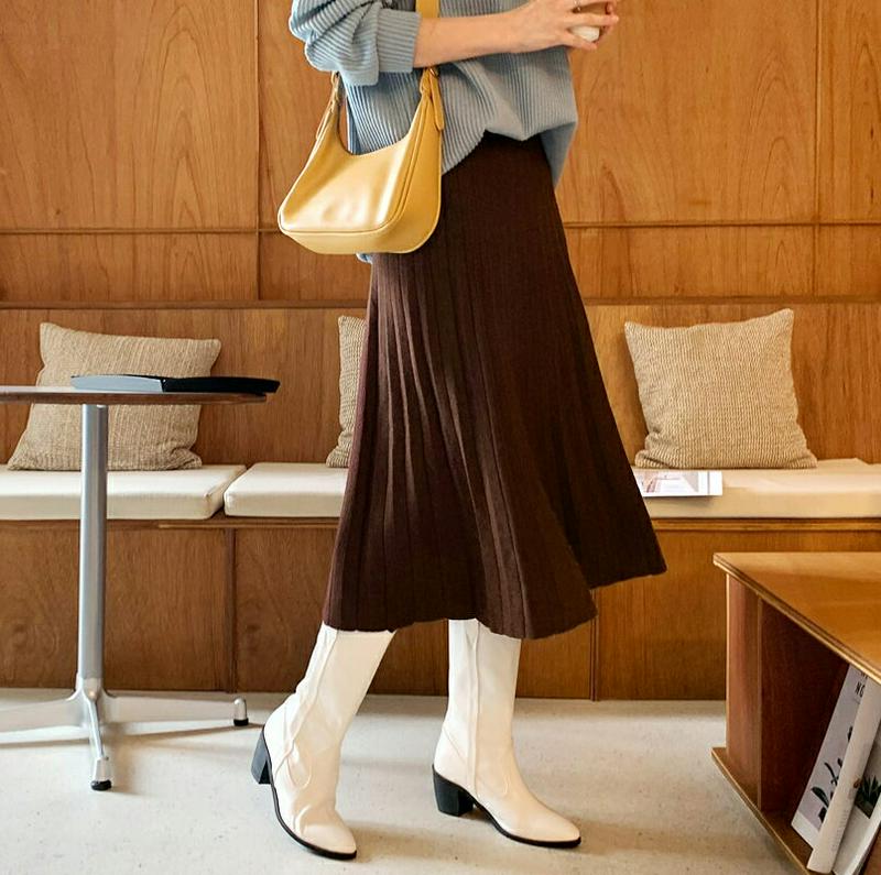 【新作10%OFF】ニットプリーツスカート・全4色・b55977 レディース【sk】【韓国 ファッション ボトムス スカート ロ