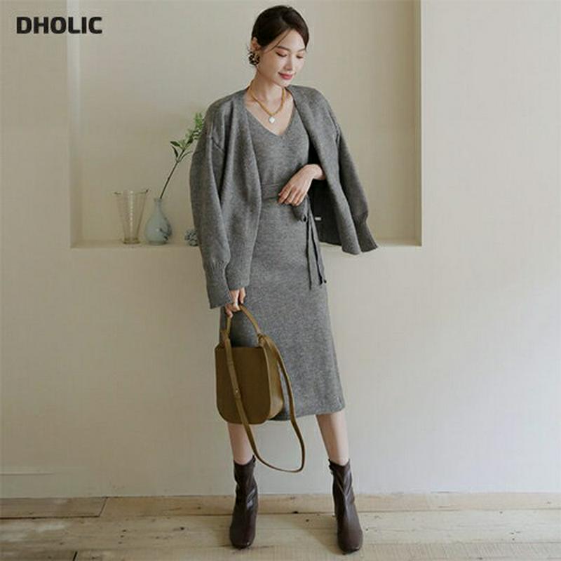 【新作10%OFF】ストラップ付カーディガン&ワンピースSET・全3色・b64415 レディース【ops】【韓国 ファッション 