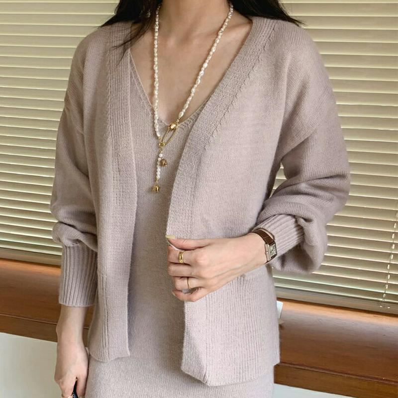 【新作10%OFF】ストラップ付カーディガン&ワンピースSET・全3色・b64415 レディース【ops】【韓国 ファッション 