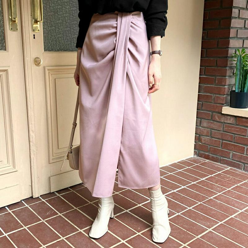 【新作10%OFF】ツイストスリットスカート・全4色・b64436 レディース【sk】【韓国 ファッション ボトムス スカート 