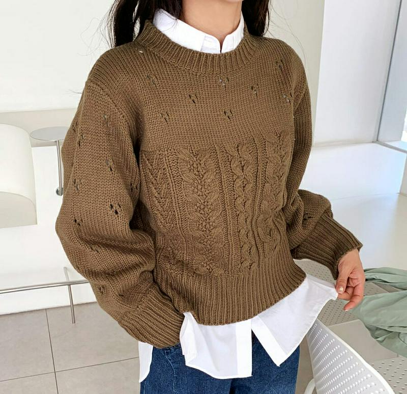【新作10%OFF】パンチングパフニット・全3色・t61305 レディース【tops】【韓国 ファッション トップス ニット ニ