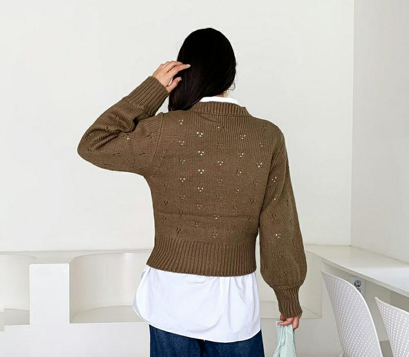 【新作10%OFF】パンチングパフニット・全3色・t61305 レディース【tops】【韓国 ファッション トップス ニット ニ