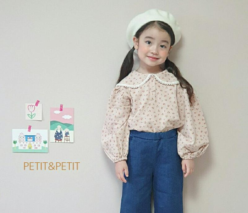 バルーンスリーブカラーブラウス・u06609 キッズ【3~8才】【bl】【トップス ブラウス 長袖 バルーンスリーブ 花柄 袖コ