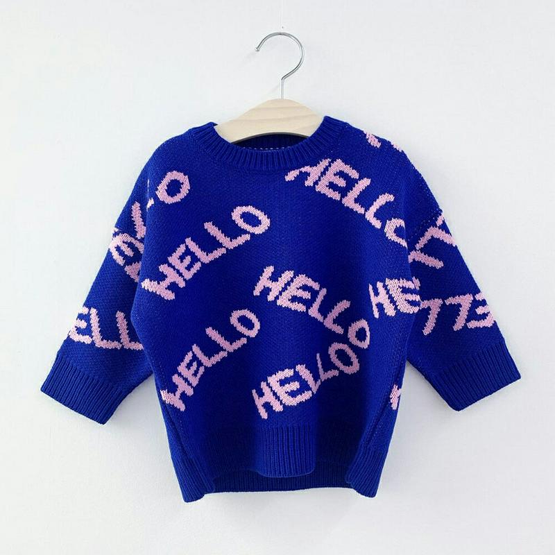 【只今10%OFF】ビビッドHELLOニット u07753 キッズ 【3~8才】【tops】【韓国 ファッション トップス ニッ