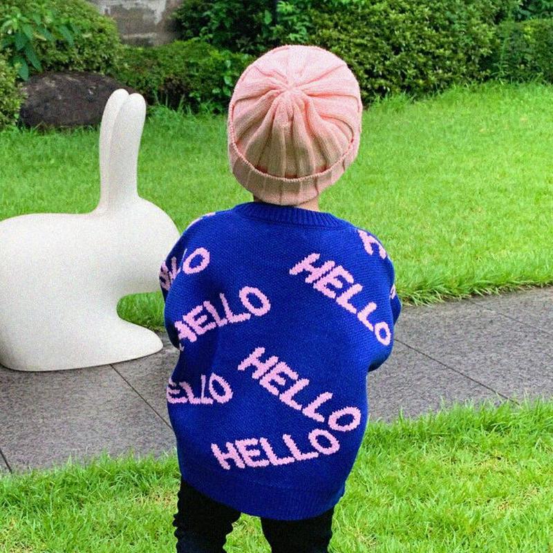 【只今10%OFF】ビビッドHELLOニット u07753 キッズ 【3~8才】【tops】【韓国 ファッション トップス ニッ