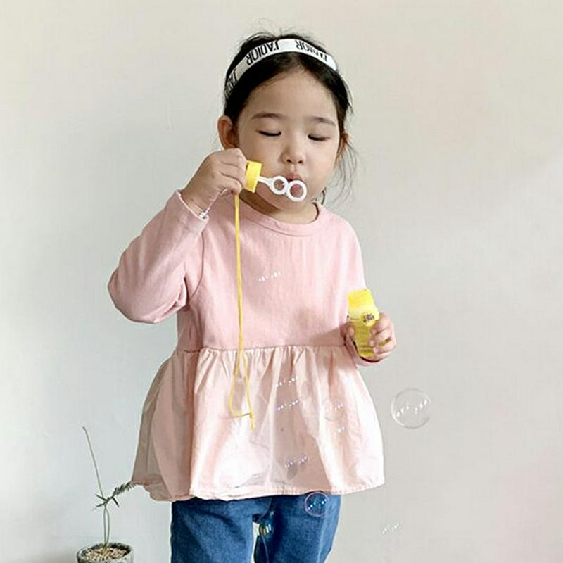 【只今10%OFF】フレアコントラストブラウス u07090 キッズ 【3~8才】【tops】【韓国 ファッション トップス T