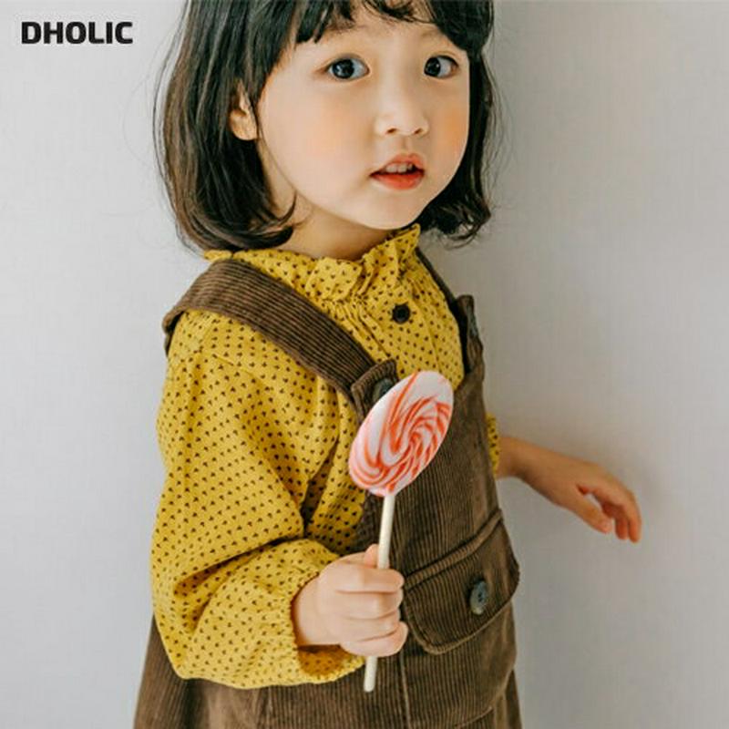 【只今10%OFF】フリルネックパターンブラウス u06883 キッズ 【3~8才】【bl】【韓国 ファッション トップス ブラ