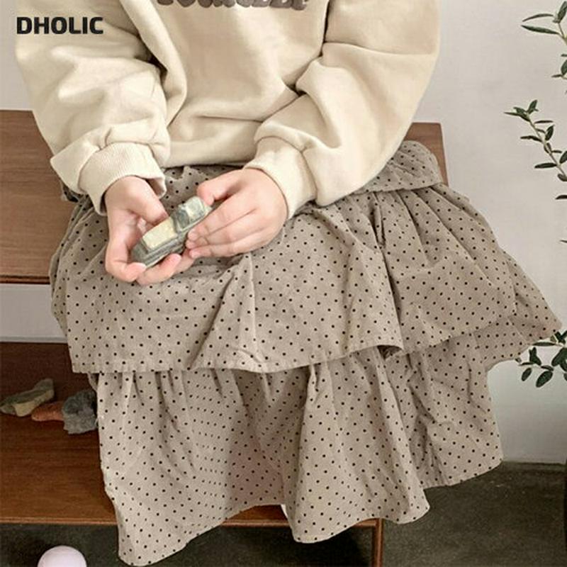 【只今10%OFF】ドットティアードスカート u07088 キッズ 【3~8才】【sk】【韓国 ファッション スカート ロング 
