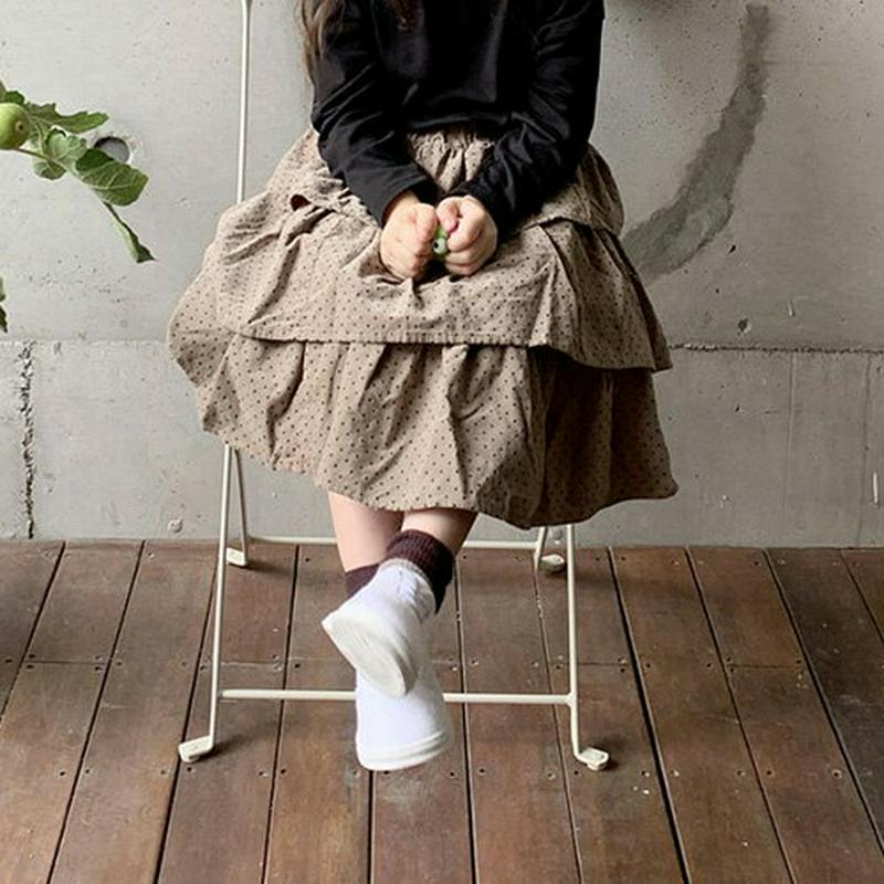 【只今10%OFF】ドットティアードスカート u07088 キッズ 【3~8才】【sk】【韓国 ファッション スカート ロング 