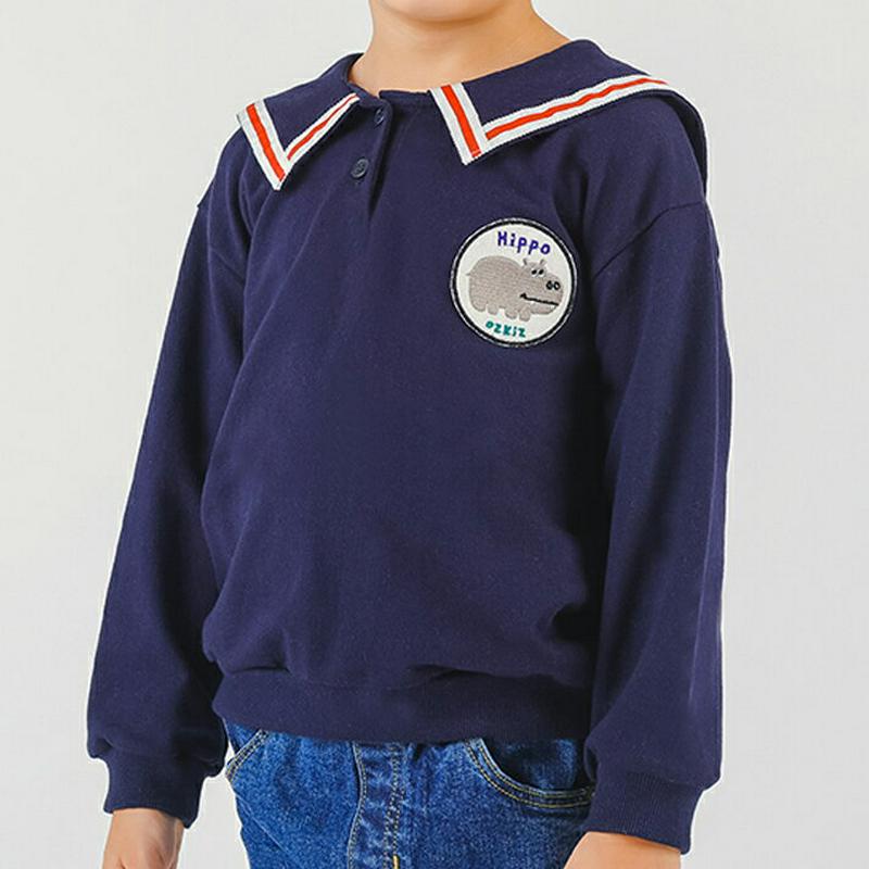 アニマルロゴセーラーカラースウェット p007328 キッズ 【3~8才】【tops】【韓国 ファッション トップス Tシャツ カットソー ラウンドネック 長袖 女の子 男の子 ユニセックス ボタン 襟キッズ 子供 子供用 幼稚園 通学 通園 小学生 春 秋 冬】【KIDS】