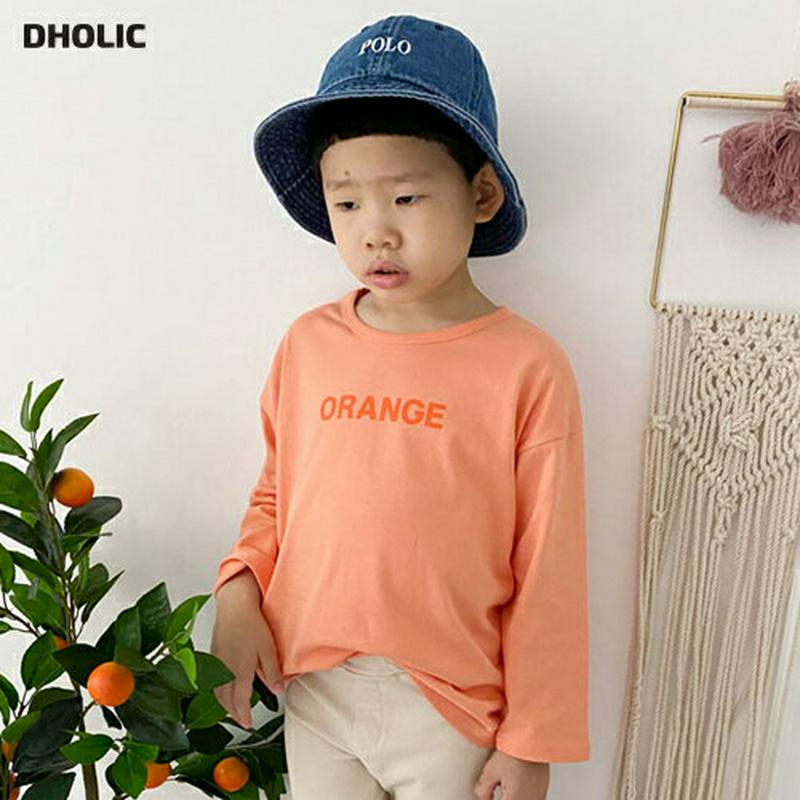カラーロゴTシャツ p007178 キッズ 【3~8才】【tops】【韓国 ファッション トップス Tシャツ カットソー ラウンドネック 長袖 女の子 男の子 ユニセックス ルーズ ゆったり ロンTキッズ 子供 子供用 幼稚園 通学 通園 小学生 春 秋 冬】【KIDS】