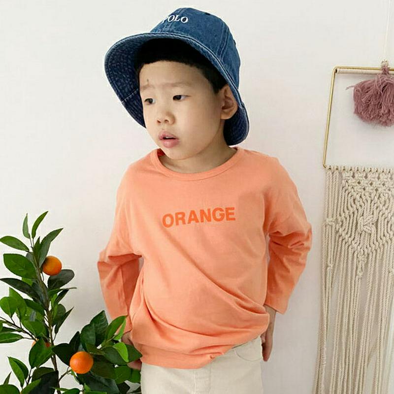 カラーロゴTシャツ p007178 キッズ 【3~8才】【tops】【韓国 ファッション トップス Tシャツ カットソー ラウンドネック 長袖 女の子 男の子 ユニセックス ルーズ ゆったり ロンTキッズ 子供 子供用 幼稚園 通学 通園 小学生 春 秋 冬】【KIDS】