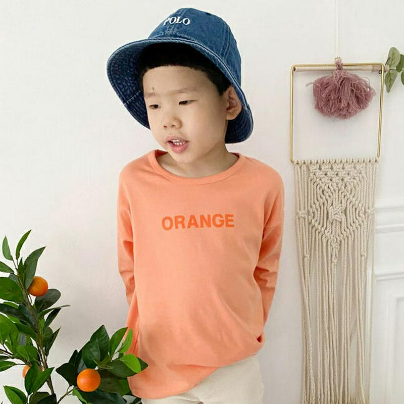 カラーロゴTシャツ p007178 キッズ 【3~8才】【tops】【韓国 ファッション トップス Tシャツ カットソー ラウンドネック 長袖 女の子 男の子 ユニセックス ルーズ ゆったり ロンTキッズ 子供 子供用 幼稚園 通学 通園 小学生 春 秋 冬】【KIDS】