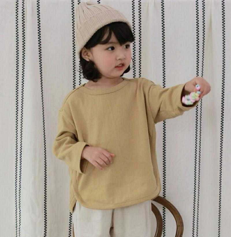 【只今10%OFF】ラウンドヘムTシャツ・u05925 キッズ【3~8才】【tops】【トップス Tシャツ 長袖 単色 無地 無