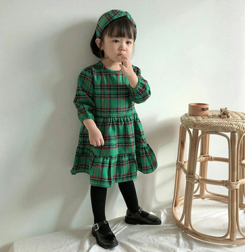 【只今10%OFF】レトロチェックフレアワンピース・u05988 キッズ【3~8才】【ops】【ワンピース ミディ丈 ミディワン