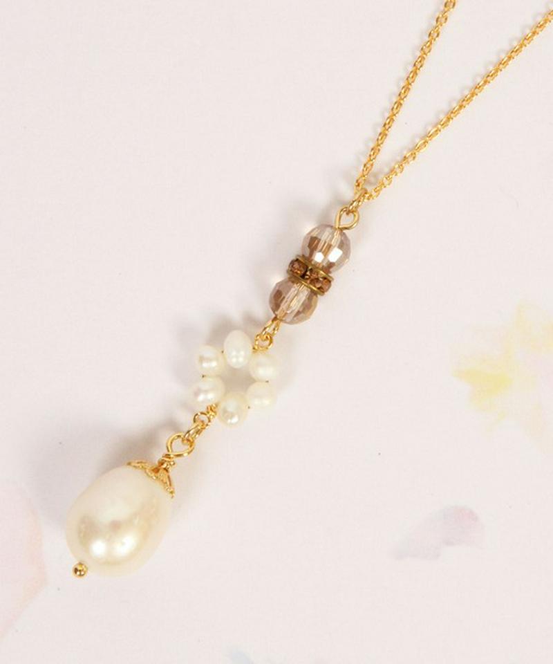 【大人上品パールアクセ】6粒パール×ベージュネックレス