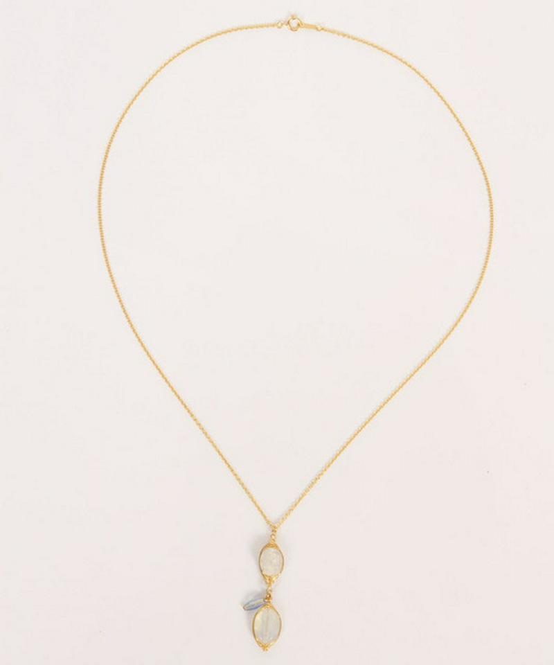 【大人上品パールアクセ】ムーンストーン×ブルーネックレス