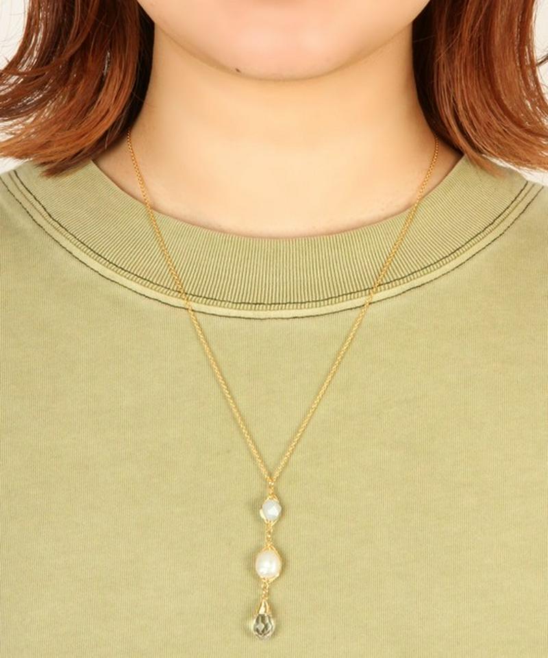 【大人上品パールアクセ】パール×アクアマリンネックレス