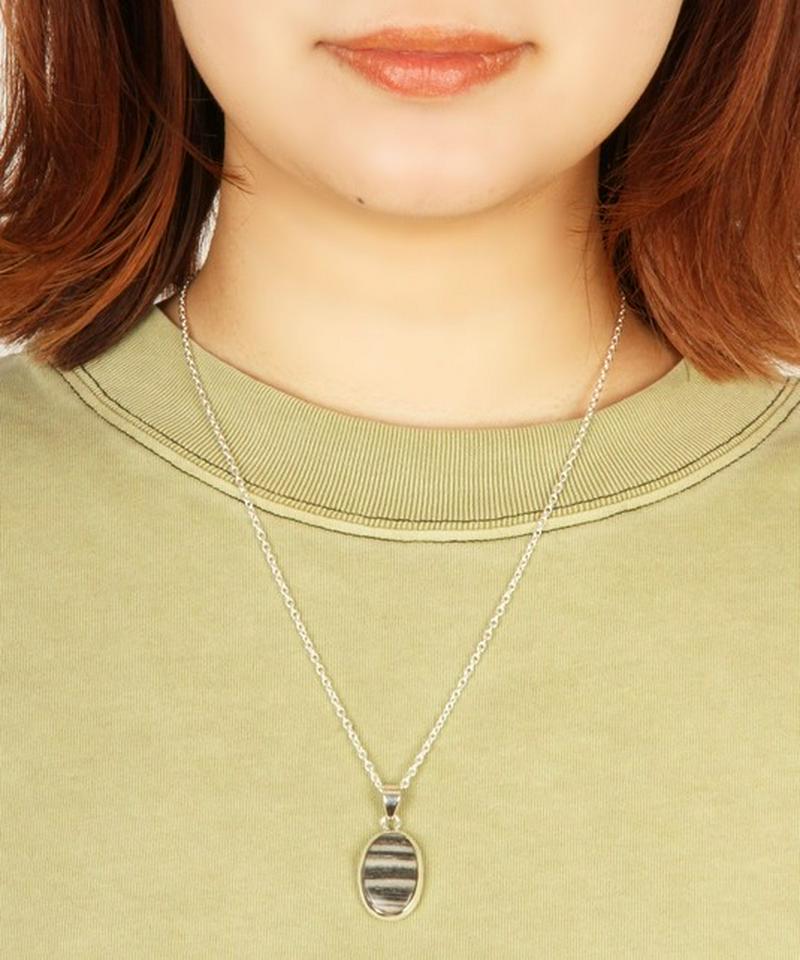 【普段使いにシンプルフレーム】ゼブラジャスパーネックレス(1点もの)
