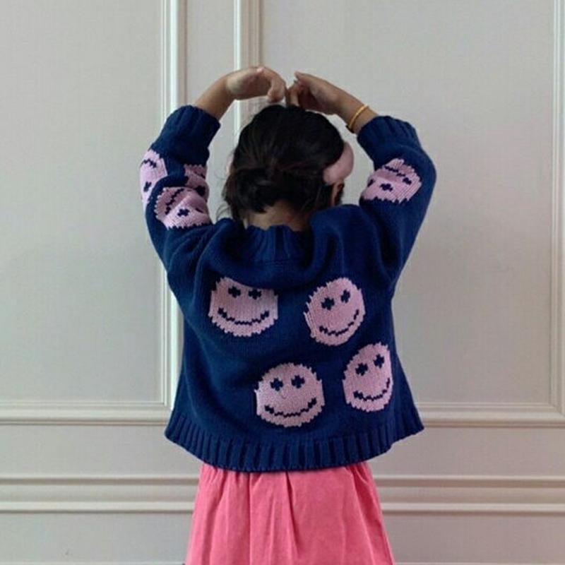 【キッズ10%OFF】スマイルニット・u07194 キッズ【3~8才】【tops】【トップス ニット ニットトップス スマイル 